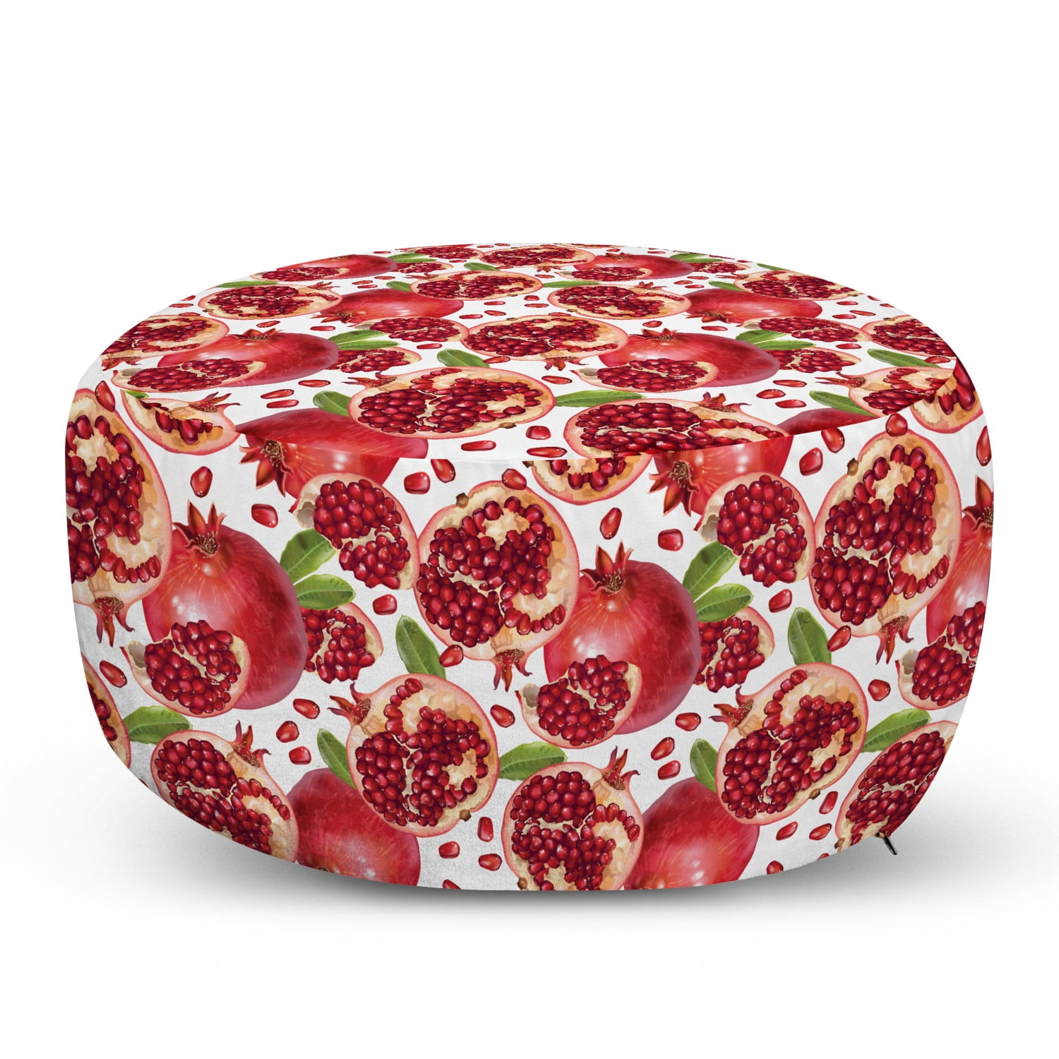 Rhythmic Berries and Leaves Colorful Sketch Pattern on Plain Background Burnt Sienna White Ambesonne Strawberry Rectangle Pouf Under Desk Foot Stool for Living Room Office Ottoman with Cover 25