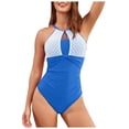 thumbnail image 1 of Yammkia Bathingsuits for Woman Women's Tummy Control One Piece Swimsuit Ruffle Bathing Suit Ruched Slimming Swimwear(Blue,S), 1 of 9