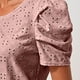 thumbnail image 3 of Whataatahia Mujeres Cuello Redondo Top Mangas Cortas Puff Hueco Jacquard Color Puro Ajuste Suelto Verano Camiseta Rosa S, 3 of 7