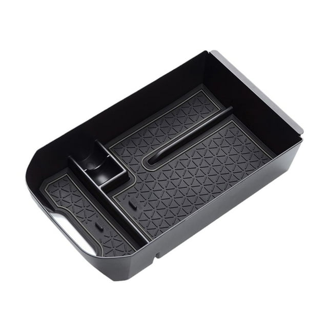For Toyota RAV4 2019-2023 Center Console Armrest Storage Box, Interior Organizer Tray Pallet with Non-Slip Mats for Accessories, Easy Install, Black PVC & ABS
