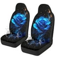 thumbnail image 4 of Uorisanigo Blue Rose Car Seat Covers Waterproof Front Seat Covers Easy Installation Stretch Polyester Fabric Cover Protection Interior Accessories Universal Fit Most Cars,SUV, Trucks, 4 of 7