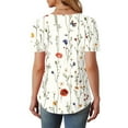 thumbnail image 4 of Tnhcen Blouse à Col Rond à Manches Courtes à Imprimé Floral pour Femmes – Haut Décontracté Extensible à Volants devant, Chemise Estivale Rafraîchissante P-2TG, 4 of 6