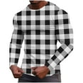 thumbnail image 3 of Feancey Men's Waffle Knit Long Sleeve Shirt Big and Tall Fashion Plaid Print Graphic Tees Slim Fit Casual Gym Workout Shirts Crewneck Pullover Tops Black M, 3 of 6