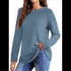 thumbnail image 2 of Camisas de Larga para Mujer, Blusas Holgadas de Cuello Redondo, Elegantes, Informales, para Otoño e Invierno. Azul XL, 2 of 5