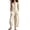 24a# Beige, variant on Womens Jumpsuit Dressy Sleeveless Jumpsuit Half Button Stand Collared Solid Color Overalls Loose Wide Leg Plaid Jumpsuits with Pockets Gingham Red M