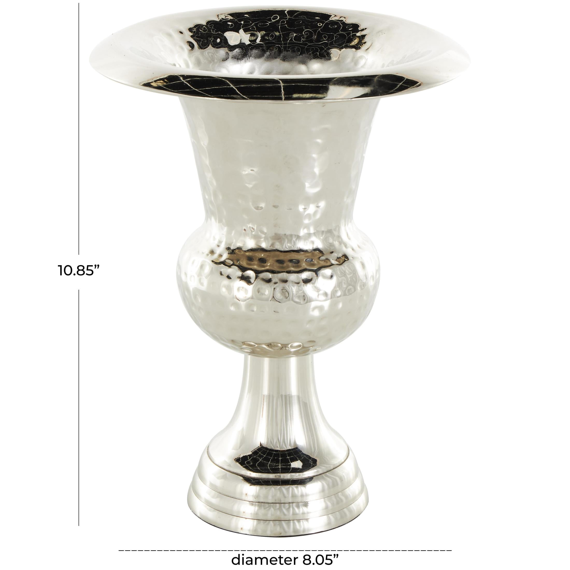 DecMode 11" Goblet Inspired Hammered Silver Aluminum Metal Vase