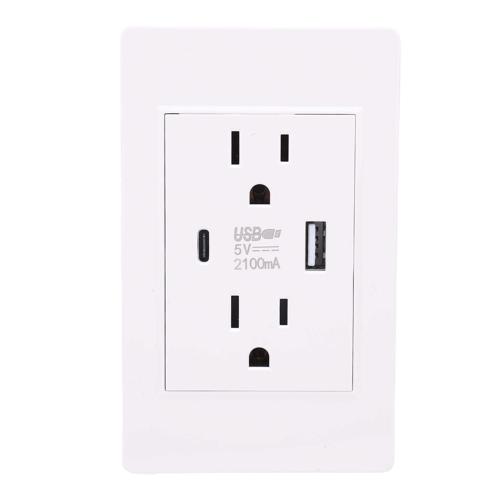 NFTIGB Premium USB Wall Outlet with Type C Port 15A PC Flame Retardant Duplex Electrical Wall Receptacle Outlet 110-240V for Home Office White 1-Pack (2.83 x 4.65 inches / 7.2 x 11.8 cm)