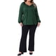 thumbnail image 2 of Agnes Orinda Camisas de Tallas Grandes para Mujeres, Blusa Elegante de Manga Larga con Lazo en el Escote, Otoño 2025, 3X Verde, 2 of 6