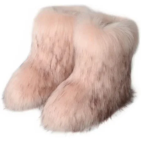 

Women Faux Fur Boot Furry Fluffy Snow Boot Short Boots Warm Comfortable Outdoor Flat Shoes
