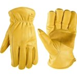 Men's Winter Leather Work Gloves, Cowhide, Lined Leather, Large , Yellow