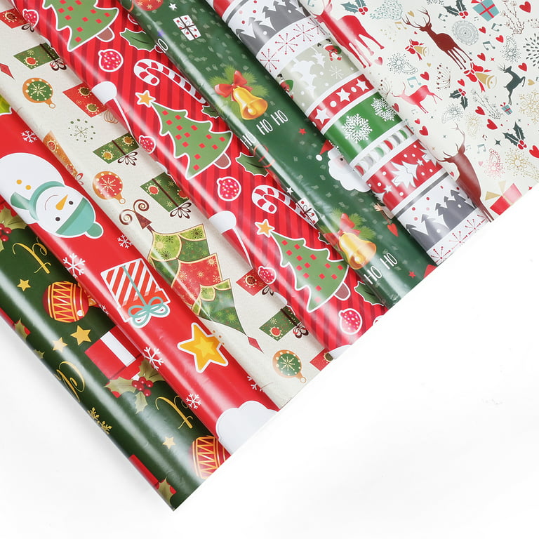 White and Red Christmas Wrapping Paper 7 Sheets in 7 Designs Folded Flat  20x30 inches per sheet For Kids Girls Boys Men Women Unique Xmas Decorative