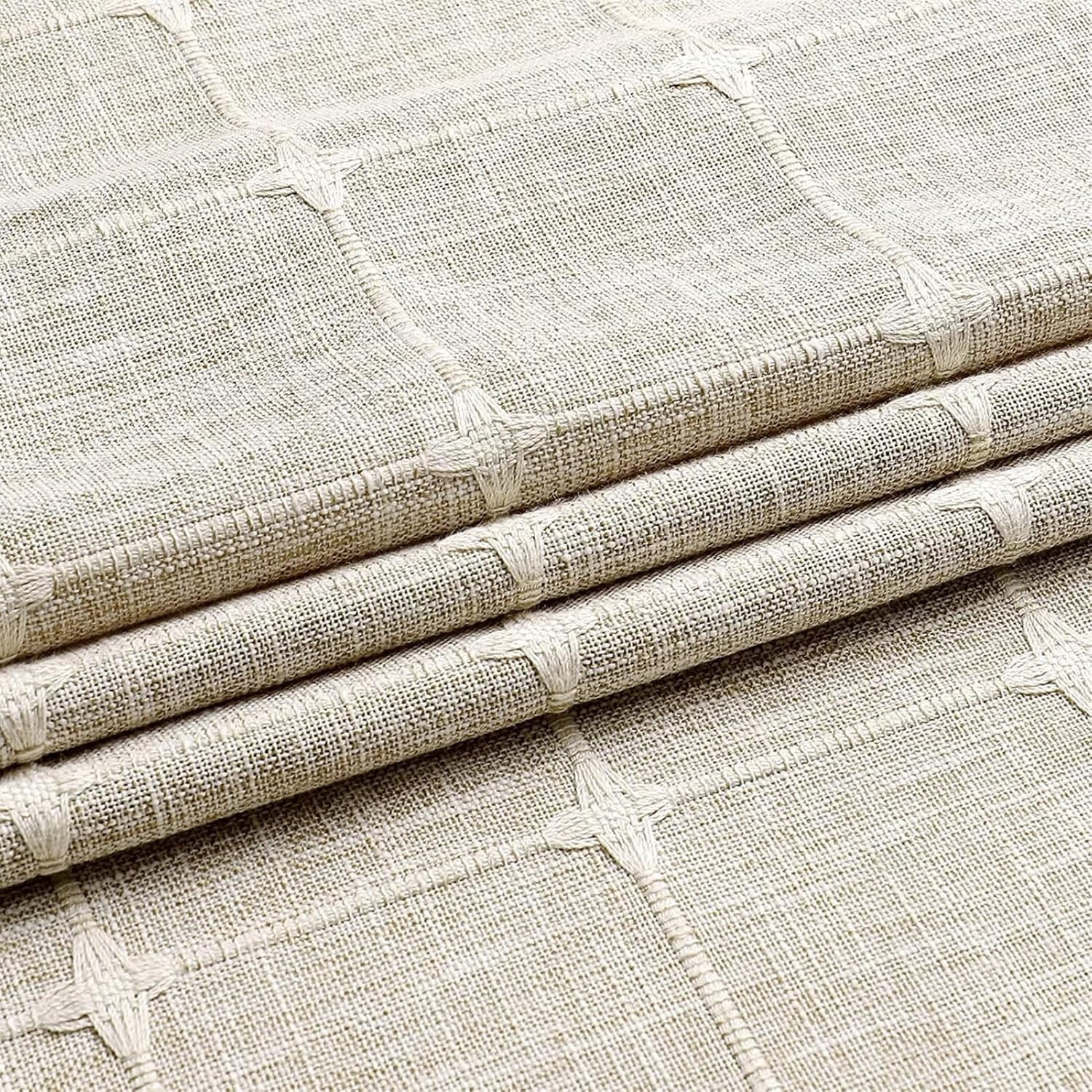 Zrodlmo Boho Farmhouse Shower Curtain with Hooks Rustic Cottagecore Fabric Bathroom Curtain with Tassels, 72" x 72", Beige