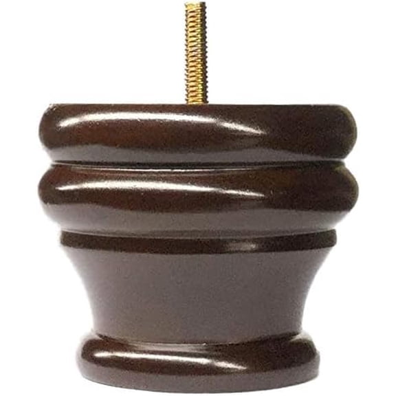 3" Round Dark Walnut Sofa Buns Wood Furniture Legs [3-5/8" Diameter] - Set of 4 Dark Walnut