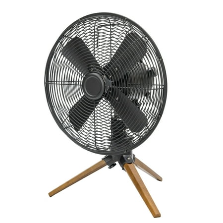 

12 inch Retro Tripod Wood Leg Table Fan Black