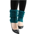thumbnail image 4 of 1 Pair Winter Cuffs Socks - Women's Knitted Design Solid Warm Thick Elastic Knee High Length Ribbed Leg Warmers, 4 of 8