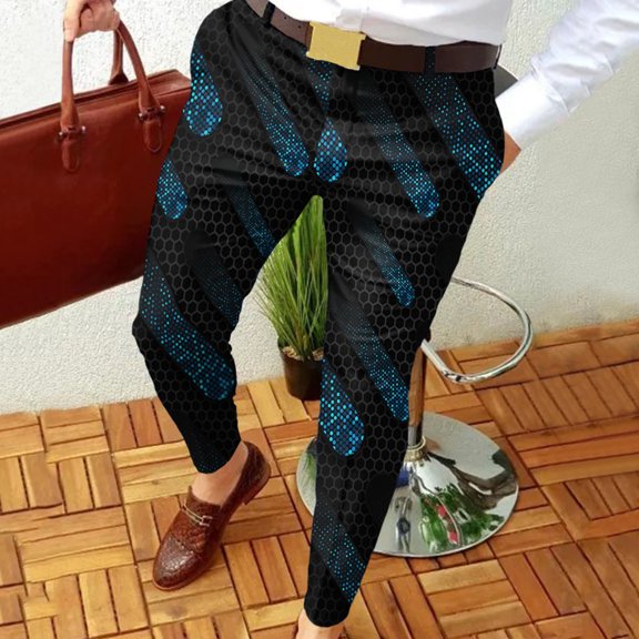 Lilgiuy Men Casual Fashion Zippered Printed Mid-waisted Trousers With Pockets Pants Outdoor Straight Type Fitness Workout Cargo Pants