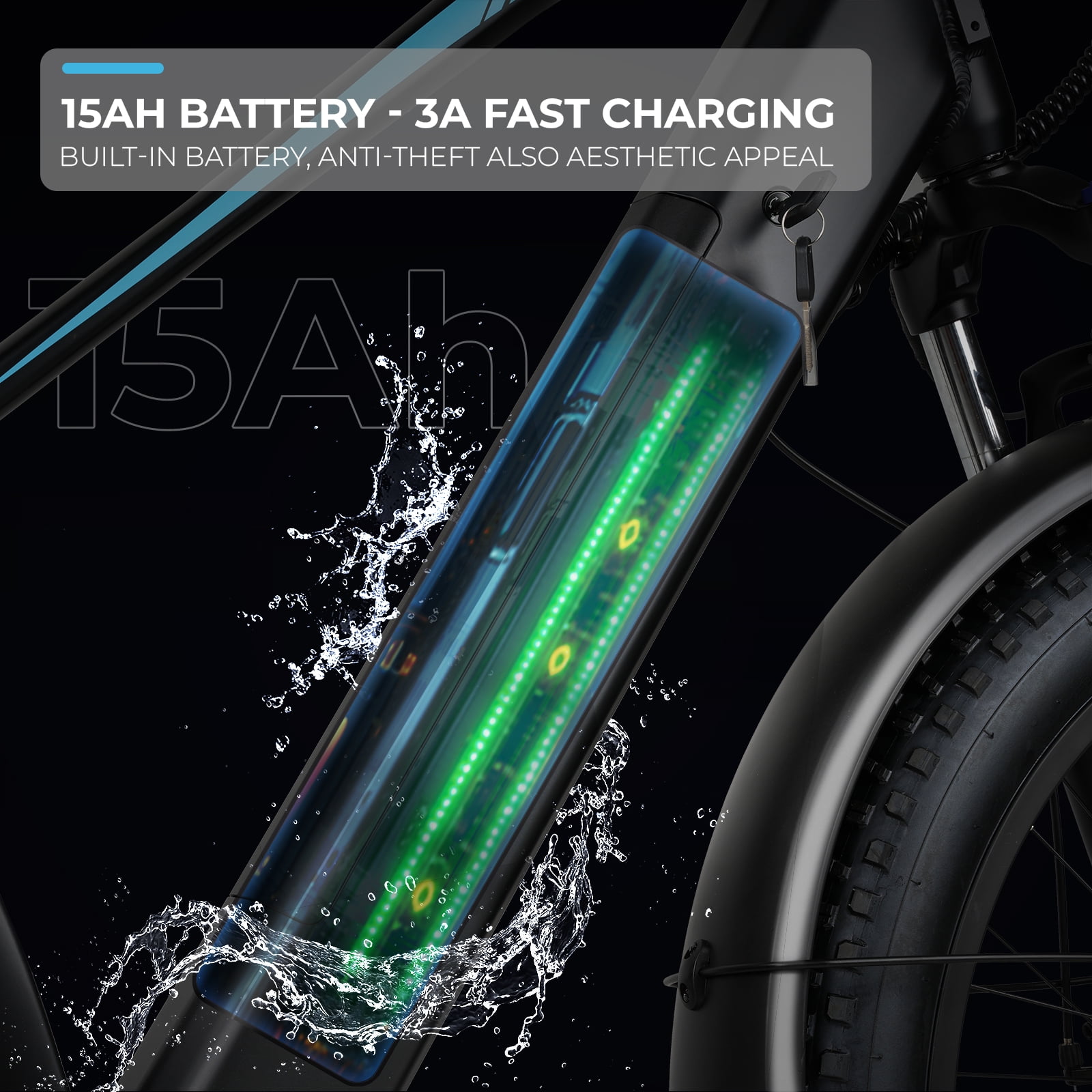 ANCHEER Electric Bike for Adults Peak 1000W Electric Bicycle 48V 15AH Battery Electric Bike 26" x 4.0" Fat Tire Mountain 28MPH 7 Speed Gears Electric Bike, Rear Rack,UL2849