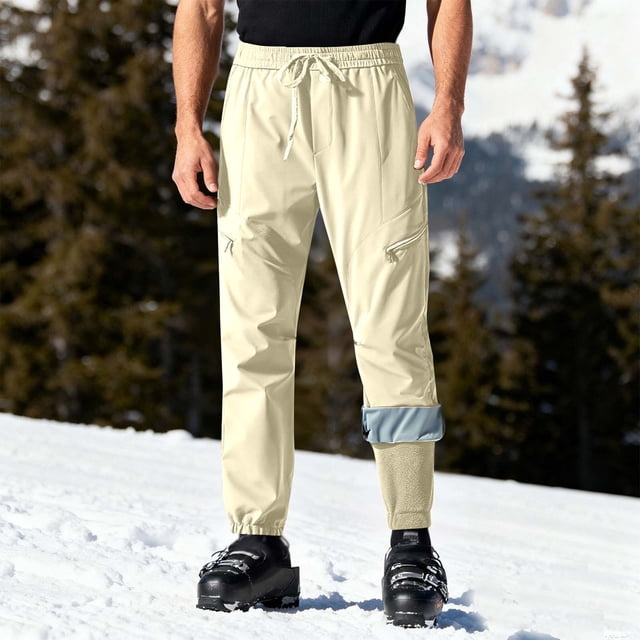 Pantalon de Ski Unisexe Décontracté Patchwork Solide avec Fermeture Éclair et Multiples Poches