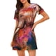 thumbnail image 1 of Easygdp Oil Paintings of Elephants Camisón de manga corta para mujer, informal, estampado, 1 of 6