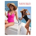 thumbnail image 4 of MOYIKO One Piece Swimsuits for Women Tummy Control Bathing Suit Ruched Sexy V Neck Black Slimming Swimwear, 4 of 7