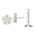 thumbnail image 3 of Primal Silver Sterling Silver Rhodium-plated 3-5mm White Button Freshwater Cultured Pearl Cubic Zirconia Post Earrings, 3 of 5