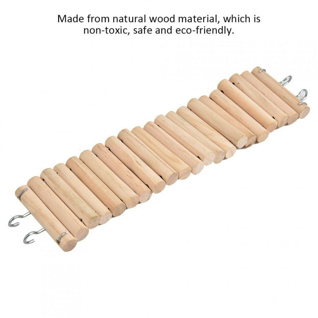 Escalera de Madera para Hámster, 7,5 x 30 cm, animales Pequeños, Mascotas, Puente Colgante, Juguete para Pájaros Con Ganchos de Metal Para Rechinar los Dientos, Colgar en LA