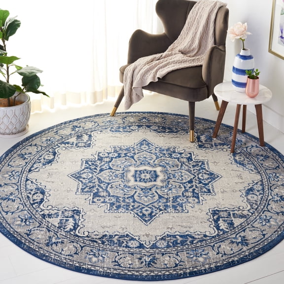 Safavieh Brentwood Gisselle Oriental Area Rug, Blue/Ivory, 10' x 10' Round