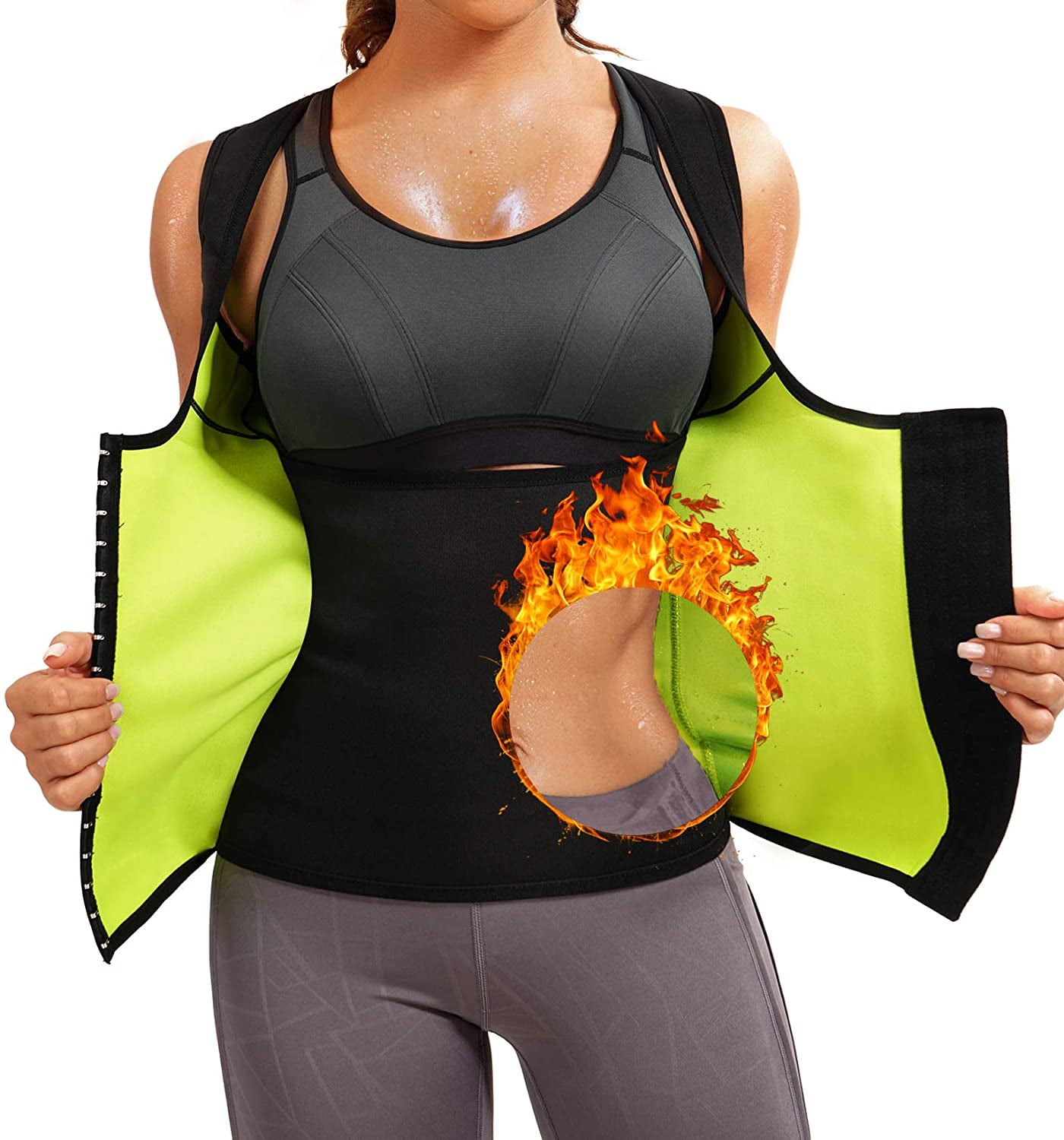 Women Sauna Body Shaper Sweat Suit Sleeve Spa Cami Hot Neoprene Slimming Workout Vest Weight Loss Tank Top 