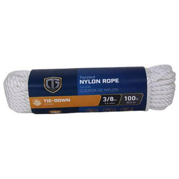 642271 Nylon Rope, Twisted, White, 3/8-In. x 100-Ft. - Quantity 5