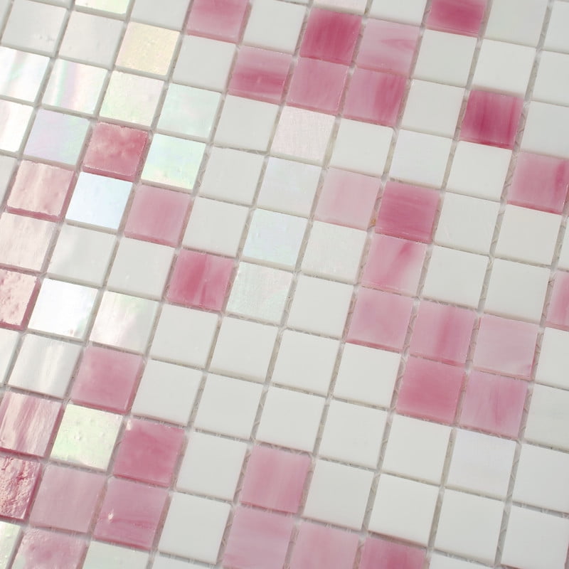 Apollo Tile Mingles 11.6 in. x 11.6 in. Glossy White and Soft Pink Glass Mosaic Wall and Floor Tile (18.69 sq. ft./case) (20-pack)