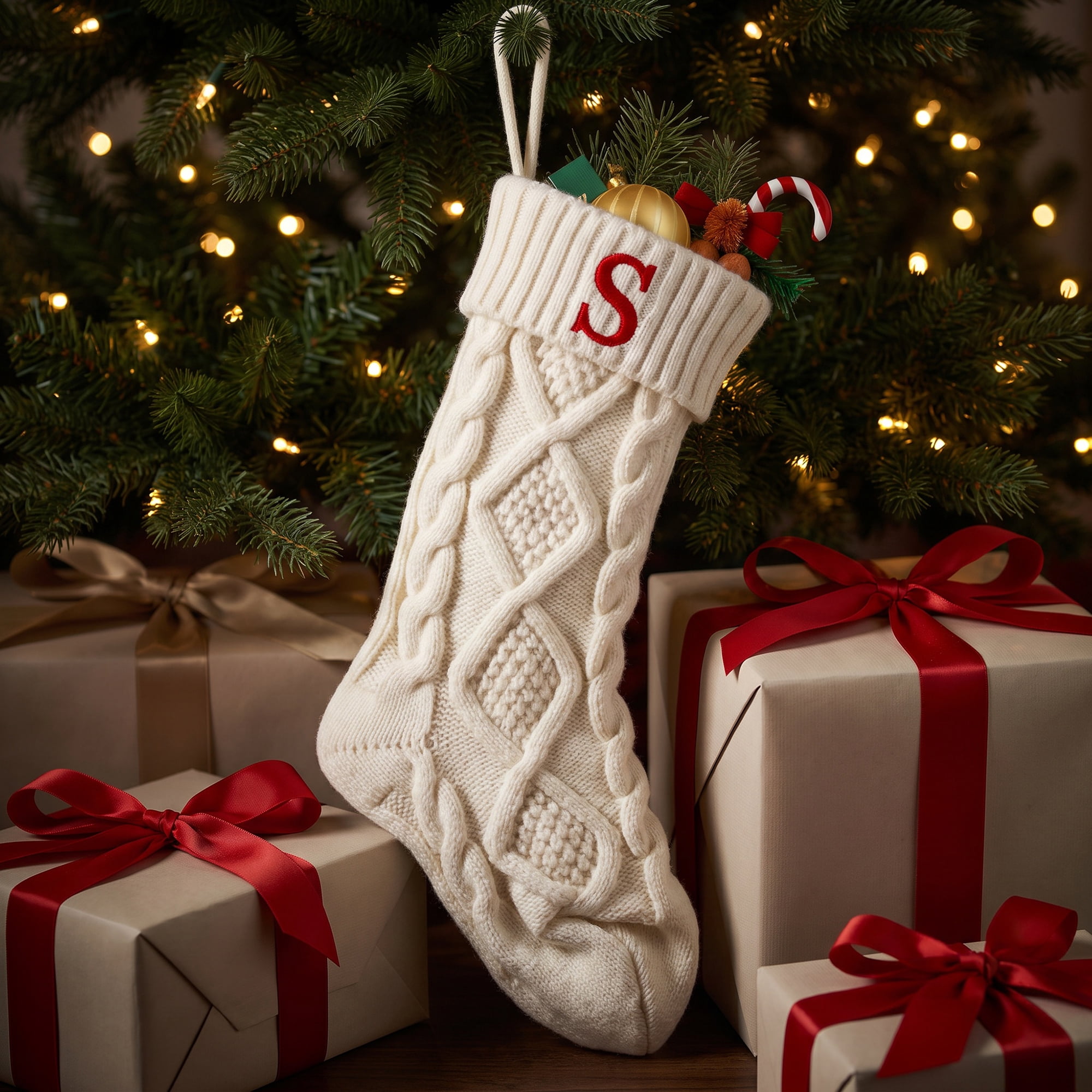 Unique Bargains Canine Bone Christmas Stocking Luxury Puppy Holiday Keepsake Sack Letter S 17"