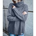 thumbnail image 6 of Women Oversized High Neck Pullover Sweater Cable Knit Long Sleeve Sweater Tops Dark Gray L, 6 of 9