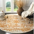 thumbnail image 2 of SAFAVIEH Madison Fleur Distressed Abstract Area Rug, Cream/Orange, 6'7" x 6'7" Round, 2 of 5