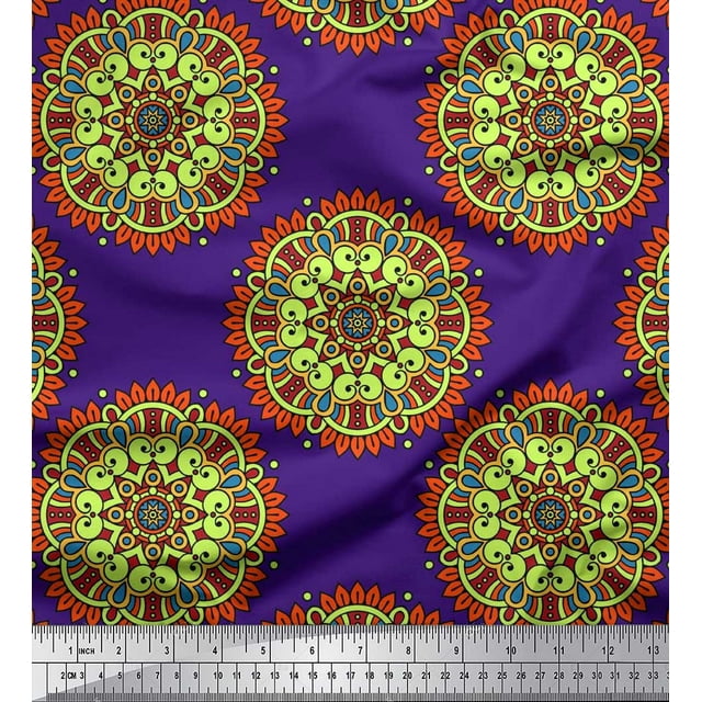 Soimoi Rayon Fabric Mandala Decorative Print Fabric by The Yard 56 Inch Wide