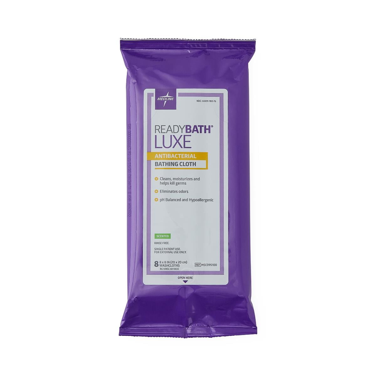 Medline ReadyBath LUXE Antibacterial Body Cleansing Cloth, Scented