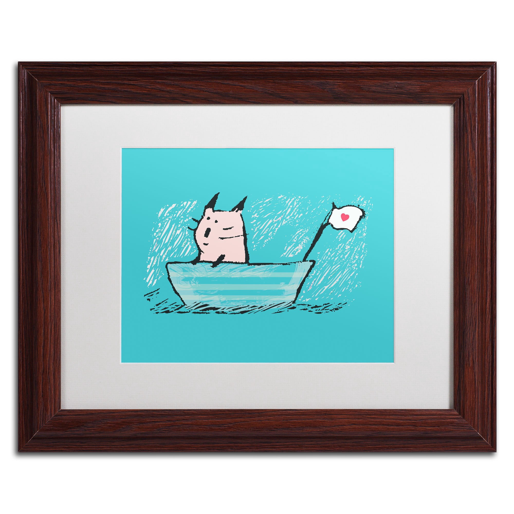 Carla Martell 'Sweet Sailor Cat' Matted Framed Art