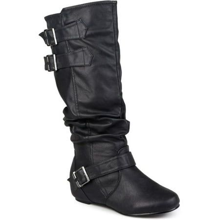 Brinley Co. Women's Cammie Buckle Detail Wide Calf Boots