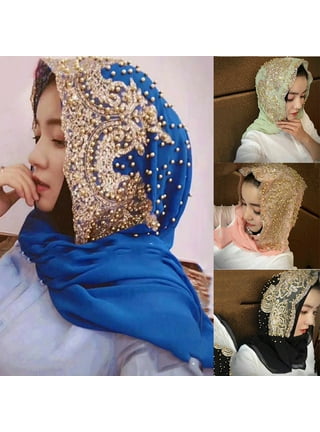 Fancy Turkish Style Stole / Hijab with two Side Pearl stitched For