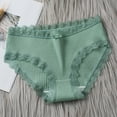 thumbnail image 2 of harmtty Women Sport Women's Cotton Underwear Soft Lace Lady Panties Ribbed Stretchy Mid-rise Panties Women's Sport Soft Lace Bottom Cotton Undergarments Green, 2 of 8