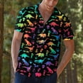 thumbnail image 6 of Funny Rainbow Dinosaur Alien Hawaiian Shirt For Men Aliens Tie Dye Mens Hawaiian Shirts Short Sleeve Button Down Shirt Men, 6 of 7