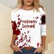 thumbnail image 2 of Camisa de manga larga con estampado de salpicaduras de sangre de Halloween para mujer, blusa informal con cuello redondo y gráfico para fiestas navideñas, 2 of 5