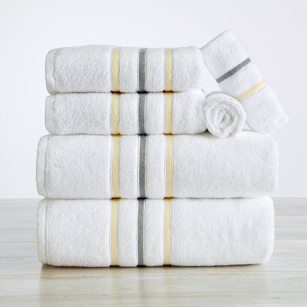 Great Bay Home Woven Striped 6 Piece Towel Set, Yellow / Grey Walmart