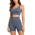thumbnail image 2 of Maqroz Workout Sets for Women Two Piece Seamless Activewear Ribbed Scoop Neck Sleeveless Crop Tank Tops High Waisted Biker Shorts Gym Yoga Athletic Matching Outfits, 2 of 9