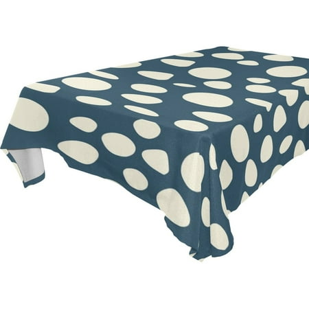 

POPCreation Random Dots Tablecloths Navy Cream Table Top Decoration 60x104 inches