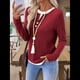 thumbnail image 5 of Camisetas Informales de Cuello Redondo y Bloques de Color para Mujer, de Larga y Corte Entallado, para Otoño Rojo XL, 5 of 9