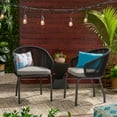 thumbnail image 4 of Olurrisa Black Woven Rope Chair Set of 2, Modern Outdoor Club Chair with Water-Resistant Cushions & Iron Frame, 4 of 8