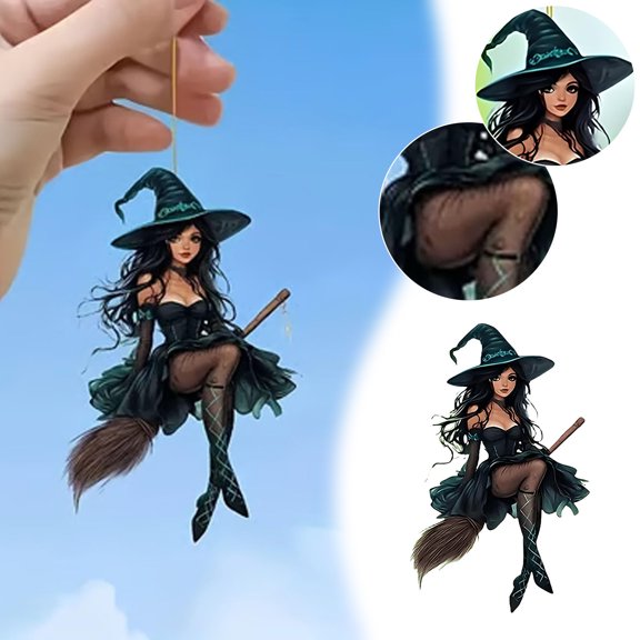 Halloween Decorations Halloween Witch Hanging Acrylic 2D Wall Ornament For Home And Car Indoor Holiday Party Decoration Hangs