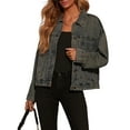 thumbnail image 1 of Veste en Jean Boyfriend Ample pour Femmes - Gris Nostalgique m, 1 of 9