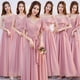 thumbnail image 3 of Vestido de dama de honor Vestido largo de gasa rosa para dama de honor Vestido para la cena de anfitriona Vestido de dama de honor, 3 of 6