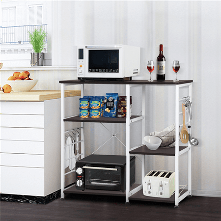 Safco 2 Shelf Utility Cart Yaheetech 35.5'' 3-Tier Kitchen Baker's Rack Utility Microwave Oven Workstation Shelf Standing Storage Cart Brown ()